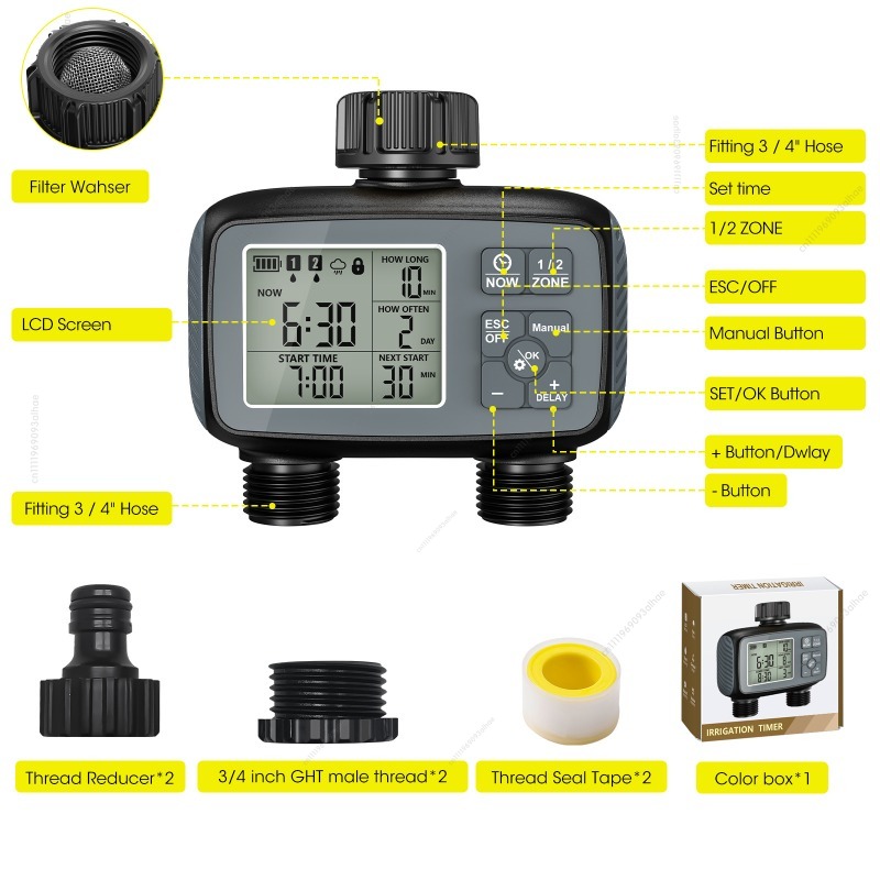 مؤقت ري ذكي مع صمام مزدوج، جها - مراجعة Timer Dual Outlet وسعره